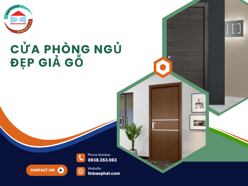 Cửa phòng ngủ đẹp giả gỗ