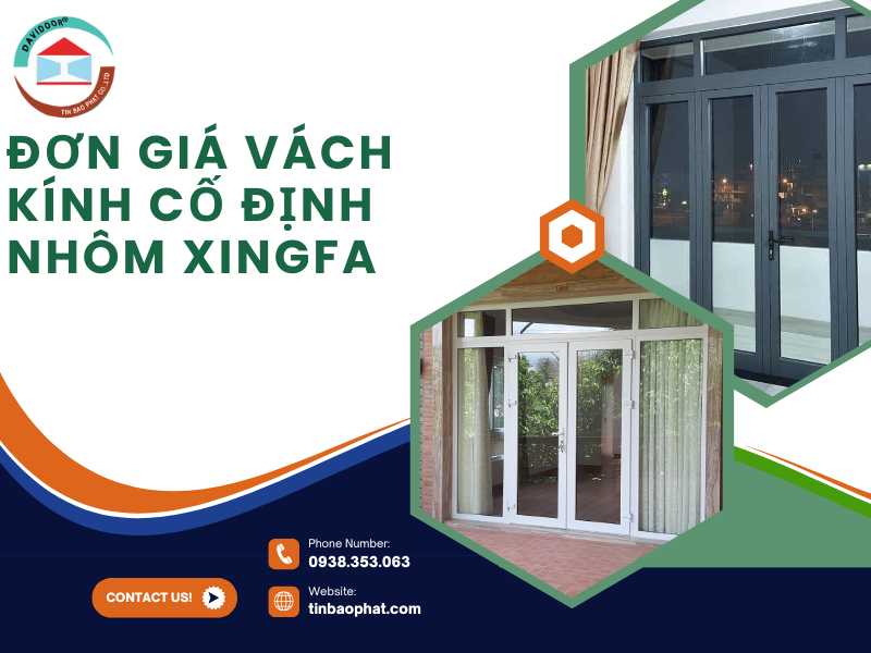 Đơn giá vách kính cố định nhôm Xingfa