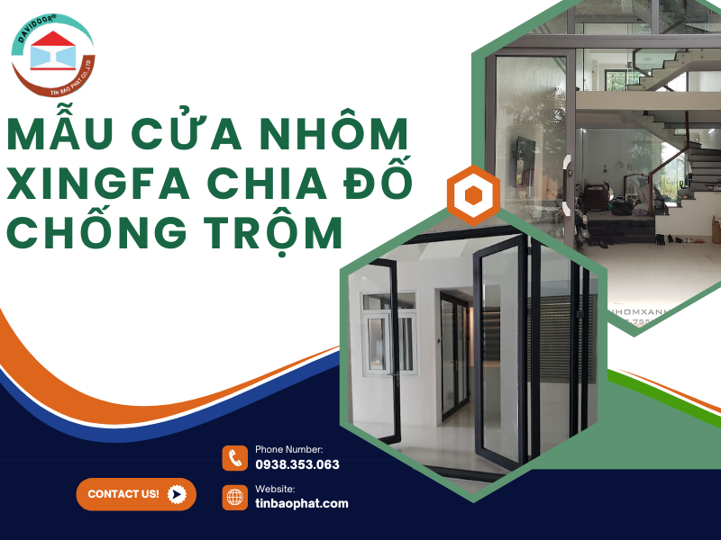 Mẫu cửa nhôm Xingfa chia đố chống trộm