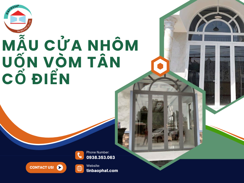 Mẫu cửa nhôm uốn vòm tân cổ điển